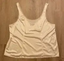 Vintage Vassarette Nylon Camisole Lingerie Top Lace Trim Ivory Size L USA Made