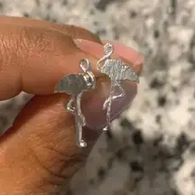 Flamingo Stud Earrings Dipped In White Gold! So Pretty!! Brand new!!! 