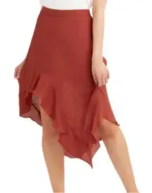 BCX Asymmetrical Skirt in Warm Rust boho chic scarf skirt Fairycore
