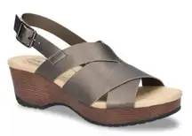 Easy Works by Easy Street Pewter Rafey Wedge Slip Resistant Sandal Size 11WW