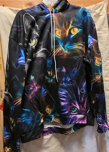 Unbranded Colorful Cat Print Hoodie Sweatshirt Women's Size 4XL