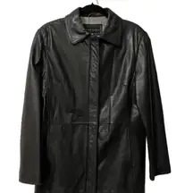 Gallery Black Leather Women's Jacket Mid-length Sz L Large