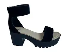 KOI Footwear Chunky Hell Platform Faux Suede Ankle Strap Sandals Size 5