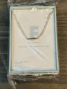 A New Day Women's Necklace‎ 14k Flash Gold Plated-Monogram Letter "F" Sealed