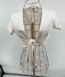 Garage white knot front short sleeve crop top size small