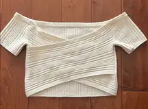 Aerie White Off-Shoulder Ribbed Top