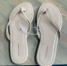 14th & Union Nordstrom size 8 beige flat sandals toe post strappy new