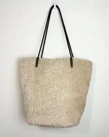 Anthropologie Sherpa Akimbo Tote Bag in Cream