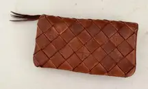 Vilenca Holland Woven Distressed Cognac Bifold Continental Wallet