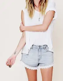 Free People Lace Trimmed‎ Jean Denim Shorts Size 27