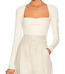 Lovers + Friends M Braxton Ivory Long Sleeve Cropped Top