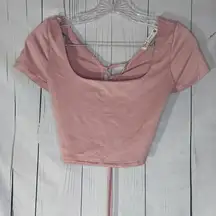 Cloud Dancer Pink Women's Crop Top With Tie Back Size M