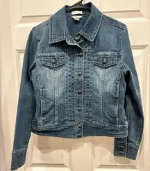 Christopher & Banks Blue Denim Jean Jacket w‎ Stretch size Small