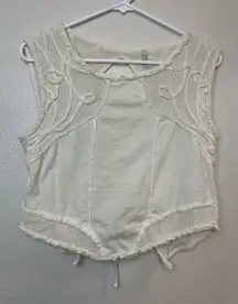 Free People Boho Cream Sleeveless Open‎ Back Tank Top Size S