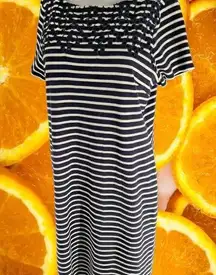 TALBOTS Dark Blue‎ Striped Dress With Accent Top Size Large