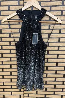 Cable & Gage Black And Silver Ombre Sequin Tank Top Size Small‎