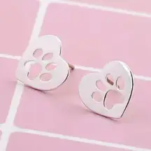 2 Pairs silver plated Chihuahua‎ dog & paw earrings faux fashion jewelry