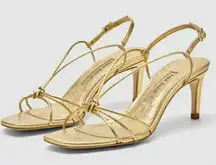 Zara Basic Collection Metallic Gold Leather Strappy Dress Sandals Women’s 40