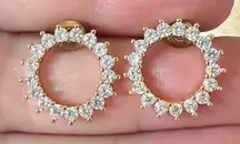 BNIB - Sparkly Hollow Round CZ Stud Earrings.
