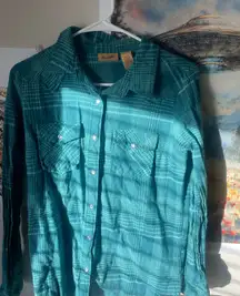 Pearl Snap Button-Up Wrangler Shirt Plaid Women’s Western Small