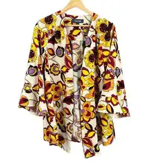 ModCloth Kimono Floral Print Bell Sleeves Open Front Retro Boho 70s S/M