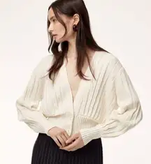 Aritzia Wilfred Thais plunge‎ front cardigan sweater ribbed knit women’s size M