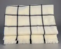 The Gap Cozy Scarf Ivory Frost Striped Windowpane Pattern So Soft NWOT 24" x 80"
