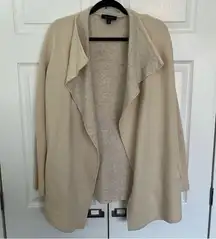 Wool Ann Taylor Cream and Grey Open Cardigan Sweater Size M