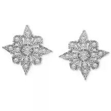 None Diamond Cluster Stud Earrings (1/10 ct. t.w.) in Sterling Silver