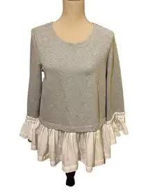 Sugar+Lips Sweatshirt With Ruffled Trim Size M Gray