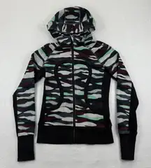 Lululemon Scuba Hoodie II Mini Full Zip Camo Print Athletic Jacket Size 6 READ