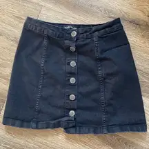 EUC Parisian 6 Button Down Black Mini Skirt Vintage Vibes Size 8 Preppy Skater