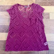 🆕 Kimchi Blue | Red Burgundy Lace Shirt Small