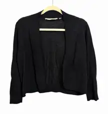 Soft Surroundings Women Sz S Black Knit Semi-Sheer Cropped Open Cardigan Shrug