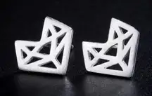 Geometric Shaped Stud Earrings - Silver