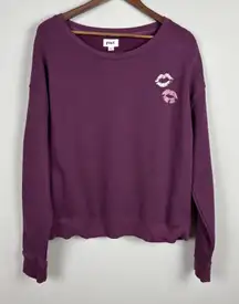 Pact Sweatshirt Womens XL Maroon‎ Kiss Lip Graphic Pullover Sustainable Organic