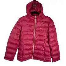 Calvin Klein  Womens Red Down Puffer Jacket Hooded Sz Medium