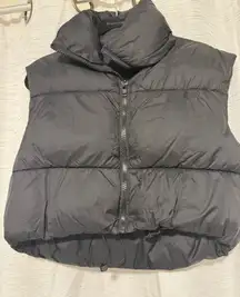Black Cropped Puffer Vest Amazon