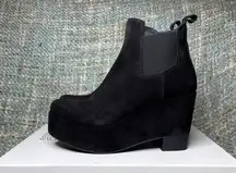 Pedro Garcia Daina Chelsea Wedge Platform Boots in Black Suede