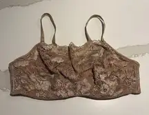 Soma Bra Bralette 36C Nude Beige Lace Underwire No Padding High Full Coverage