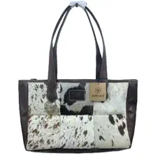 Ariat Savannah Calf Hair Patchwork Large Leather Tote Bag Brown