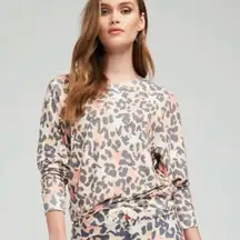 WILDFOX Stars & Spots Baggy Beach Jumper Vintage Varsity Crew Neck Sweatshirt XL