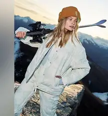 Free People Movement Bunny Slope Printed Puffer Mountain Mint Sage Medium NWT