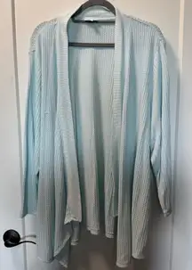 J. Jill Open Front Waffle Print Light‎ Blue Pastel Cardigan Lightweight Plus 3X