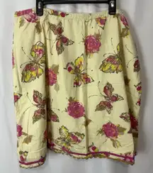 VNTG J Jill Skirt 3X Butterfly Roses Butter Yellow Bohemian Forest Fairy Y2K