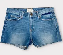 The Slouchy Cut Off Jean Shorts 3.5” Denim Size 28 10” Rise