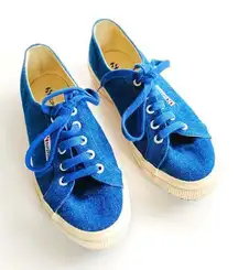 SUPERGA Cotu Sneaker Lace Up Denim Blue Womens Size 7.5 Mens Size‎ 6 Athletic