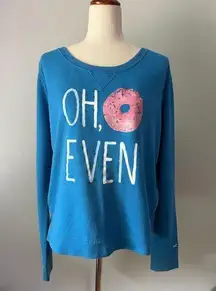 Hollister Oh Donut Even Blue Cute Pullover Sweatshirt  size large