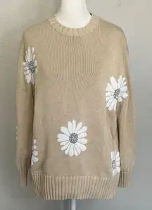 Tuckernuck Beige Floral Cotton Sweater Size Small