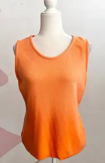 Vintage‎ Orange Knit Sweater Tank Top Halloween 90s Y2K Retro Cozy Large